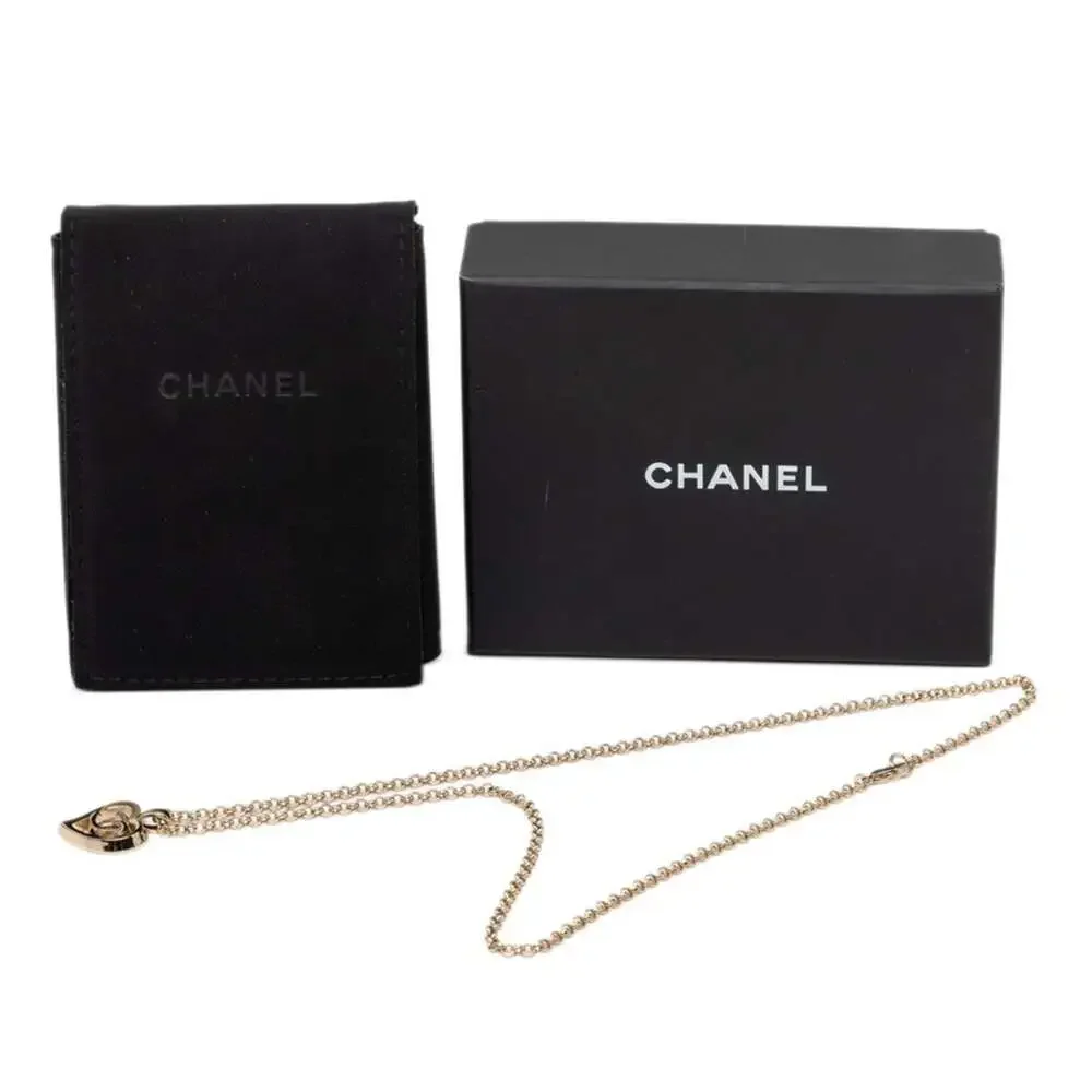 Chanel Cc Logo Chain Heart Pendant #266452C10B